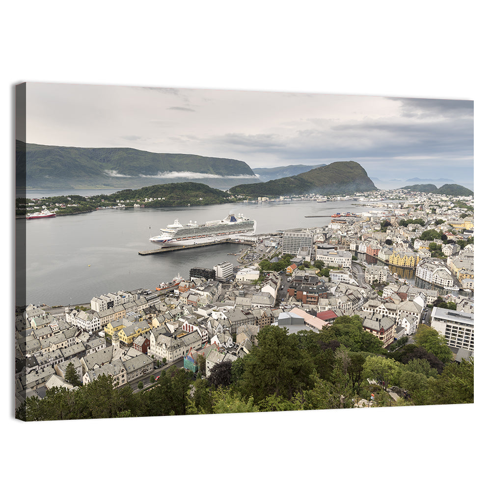 Alesund Harbor Cityscape Wall Art, canvas print, landscape