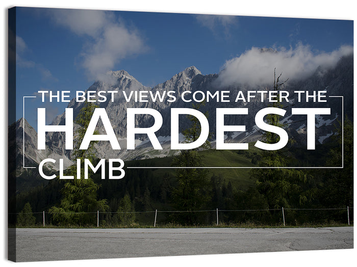 Snow Capped Peaks with Motivational Quote Wall Art as a canvas print