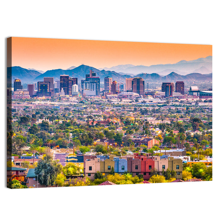 Phoenix Golden Hour Cityscape Wall Art as a canvas print