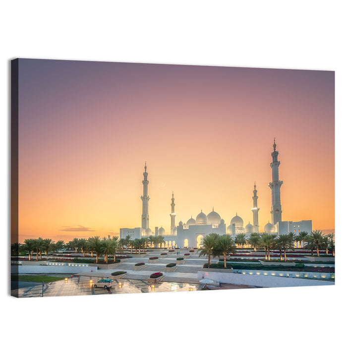 Sheikh Zayed Grand Mosque at Sunset Wall Art as a canvas print