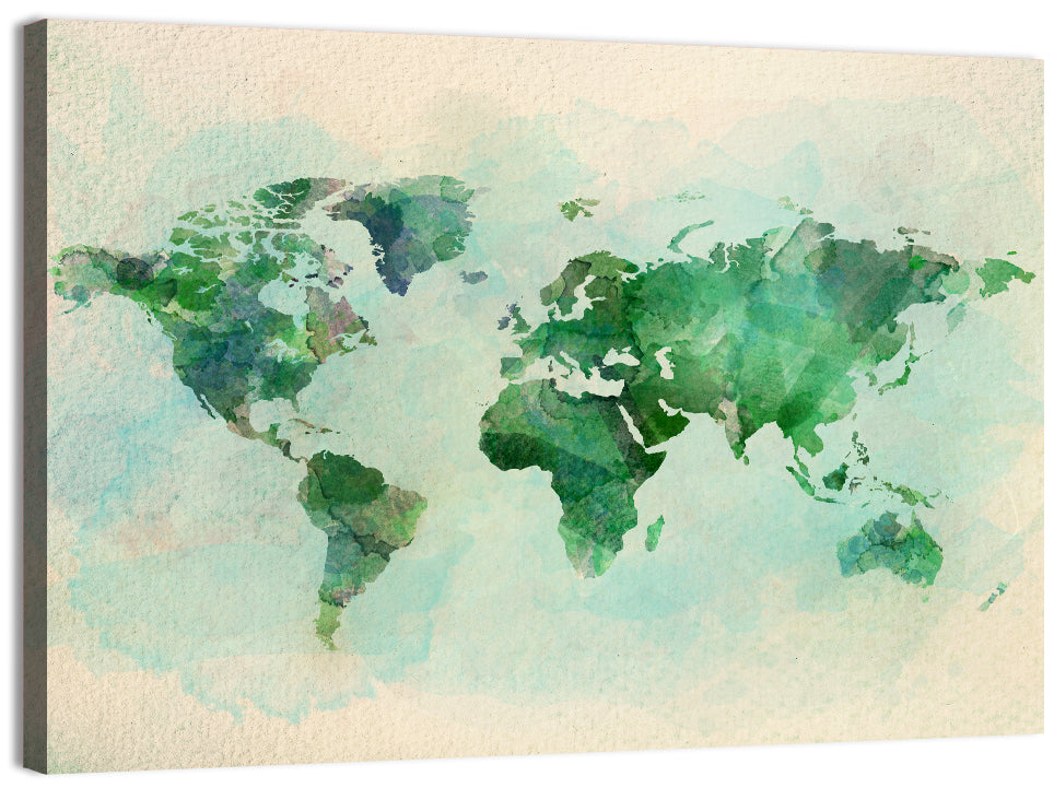 Green World Map Wall Art