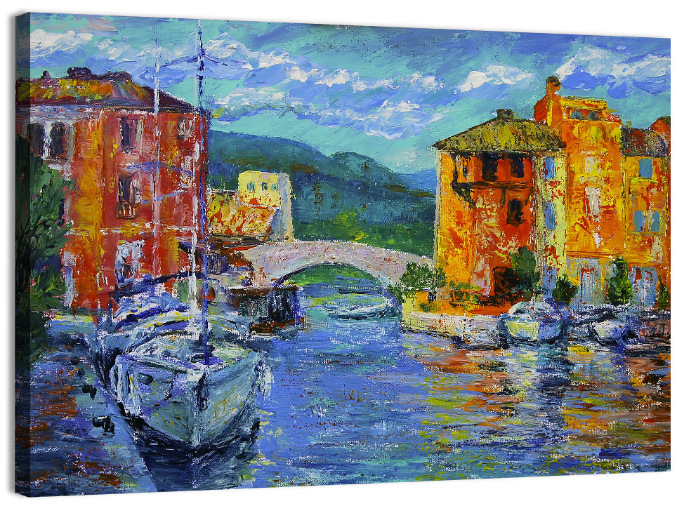Port Grimaud Canal Scene Wall Art, canvas print, landscape