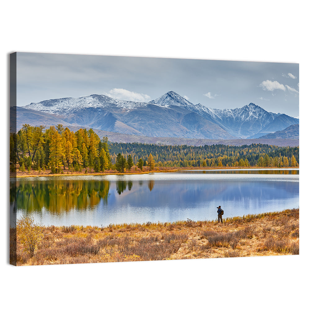 Autumn Mountain Lake Reflection Wall Art, canvas print, landscape