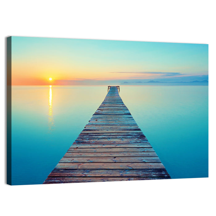 Wooden Footbridge at Sunset Wall Art as a canvas print