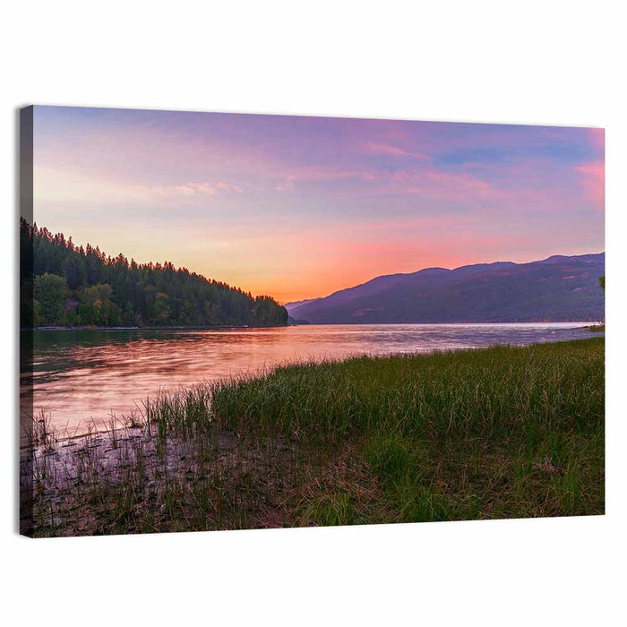 Whitefish Lake Sunset Glow Wall Art as a canvas print