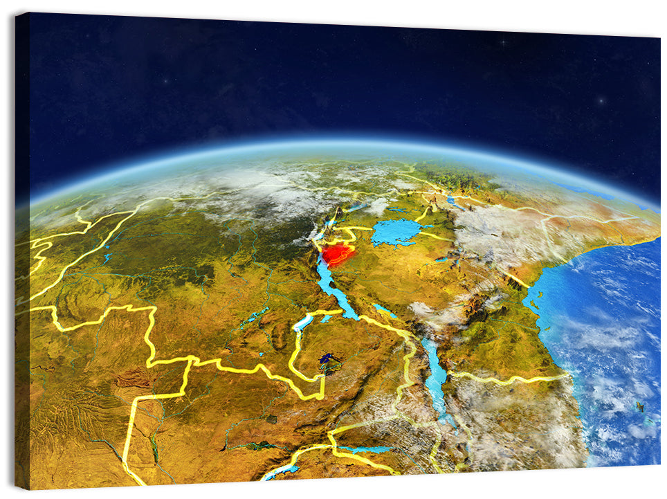 East Africa Great Lakes from Space Wall Art, canvas print, landscape