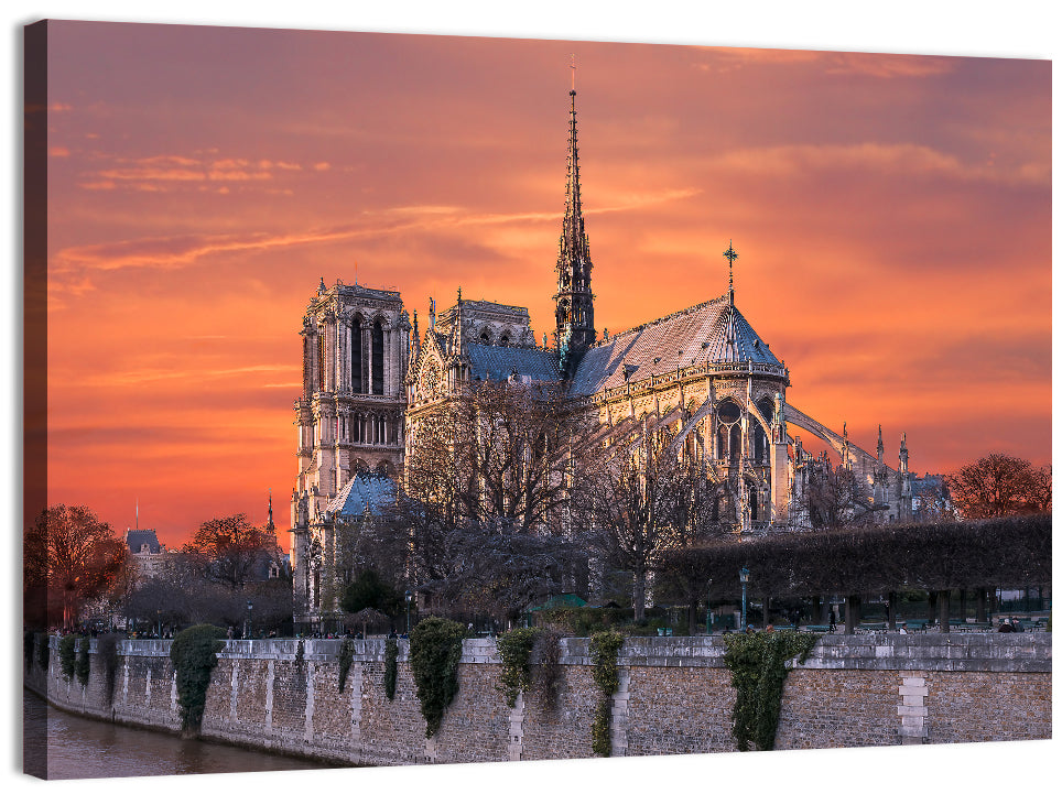 Notre-dame Cathedral at Golden Hour Wall Art