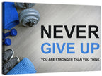 Never Give Up Fitness Typography Wall Art
