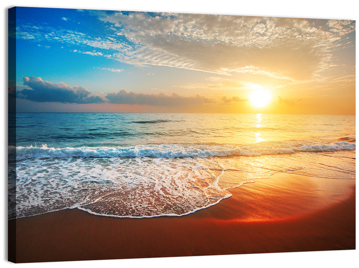 Golden Sea Sunset Wall Art as a canvas print