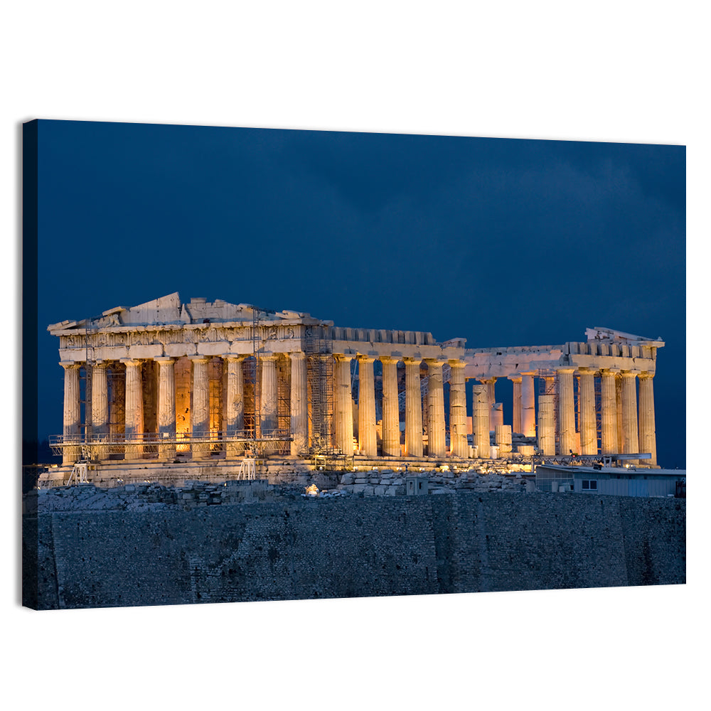 Illuminated Parthenon at Night Wall Art