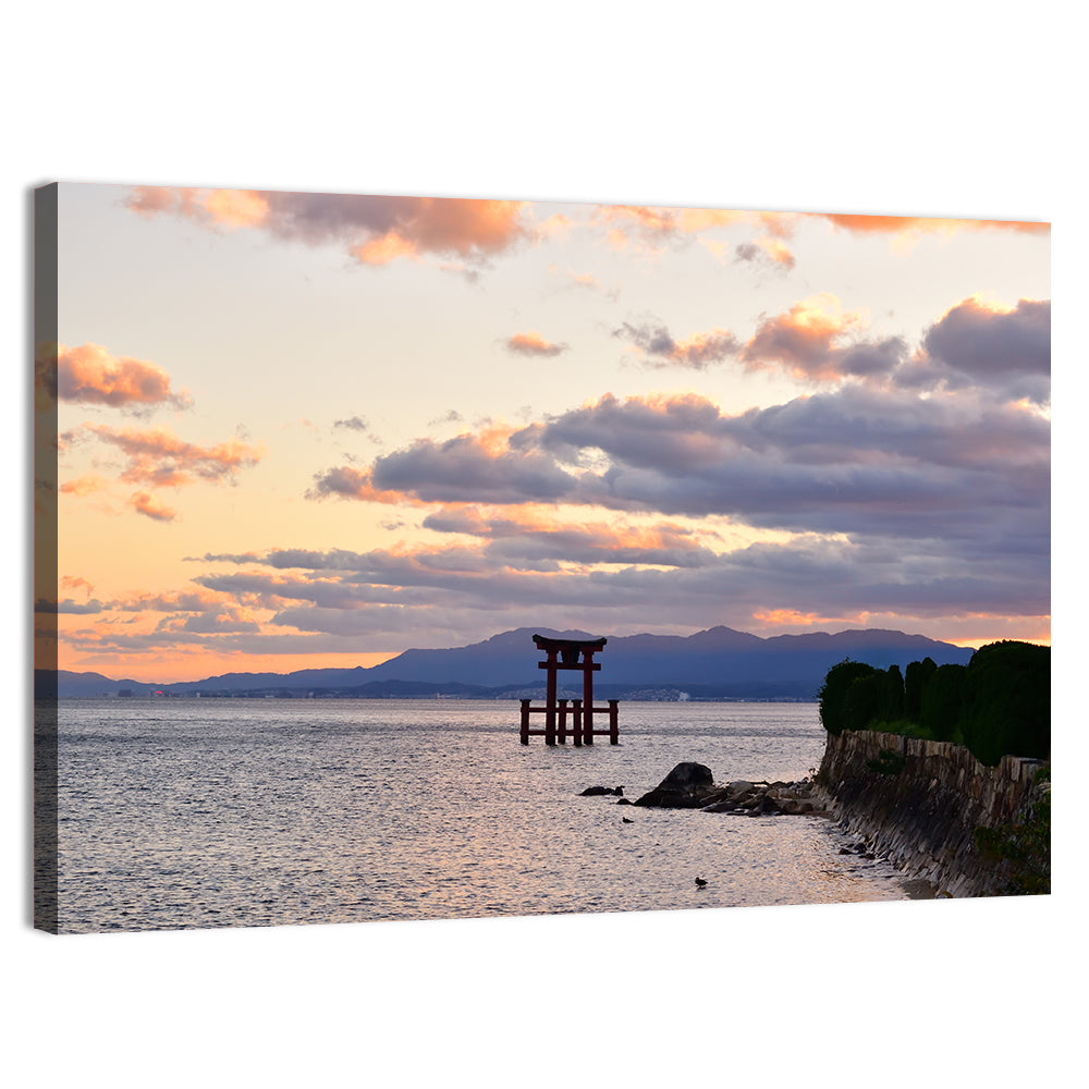 Itsukushima Torii Gate Sunset Wall Art, canvas print, landscape