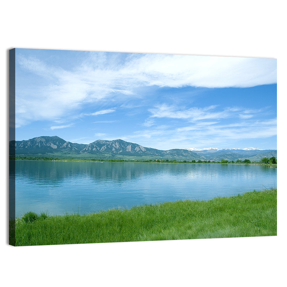 Boulder Reservoir and Flatirons Wall Art, canvas print, landscape