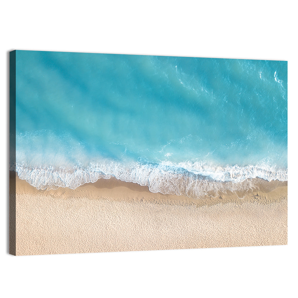 Top-down Turquoise Beachscape Wall Art, canvas print, landscape