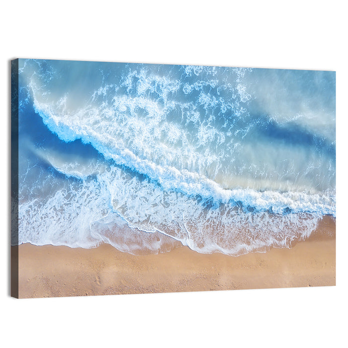 Aerial Turquoise Beach Waves Wall Art as a canvas print