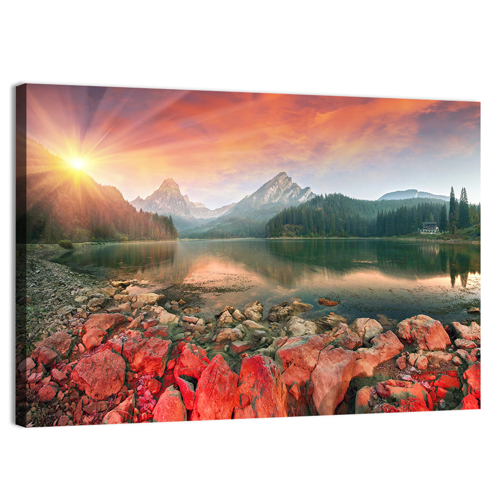 Obersee Sunrise Over Red Rocks Wall Art, canvas print, landscape
