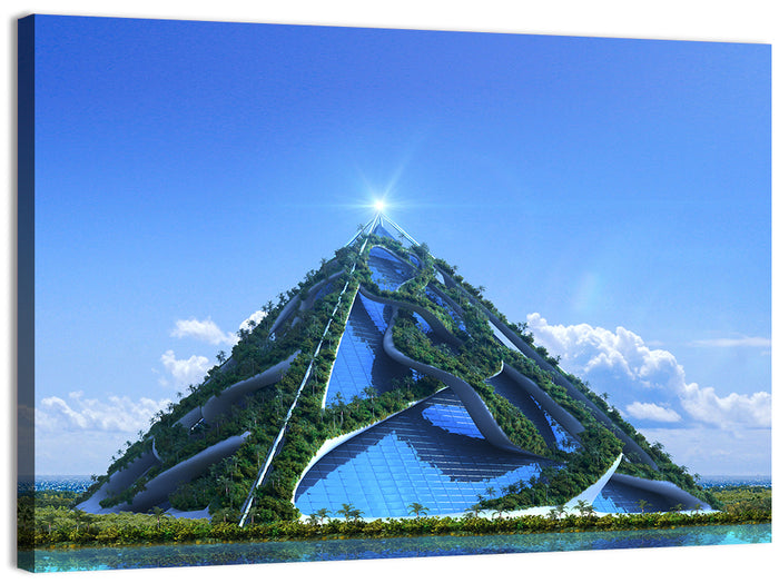 Glassy Pyramid with Gardens Wall Art as a canvas print