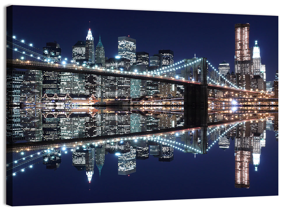 Brooklyn Bridge Symphony at Night Wall Art
