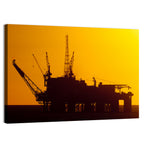 Oil Rig Silhouette at Sunset Wall Art