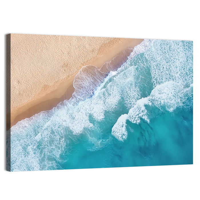 Aerial Turquoise Beach Waves Wall Art as a canvas print