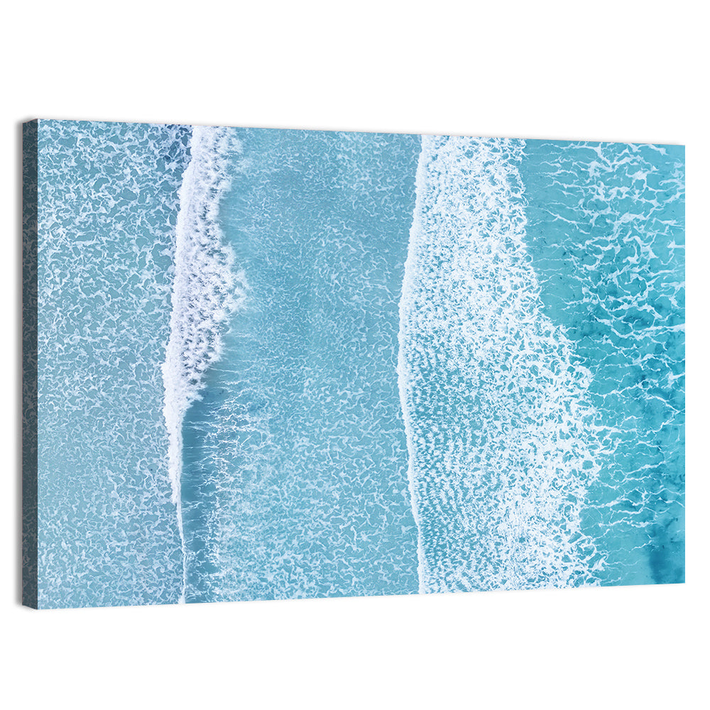 Twin Breaking Waves Over Turquoise Sea Wall Art, canvas print, landscape