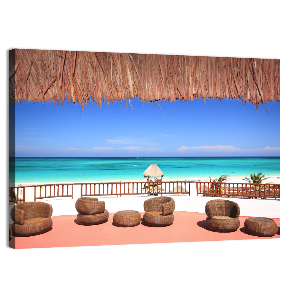 Beach Resort Balcony View Wall Art, canvas print, landscape