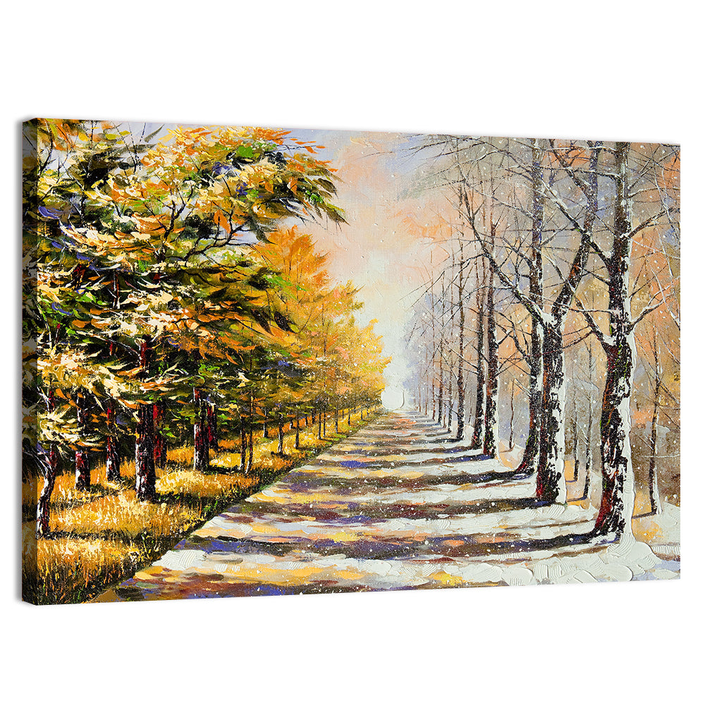 Autumn to Winter Forest Path Wall Art