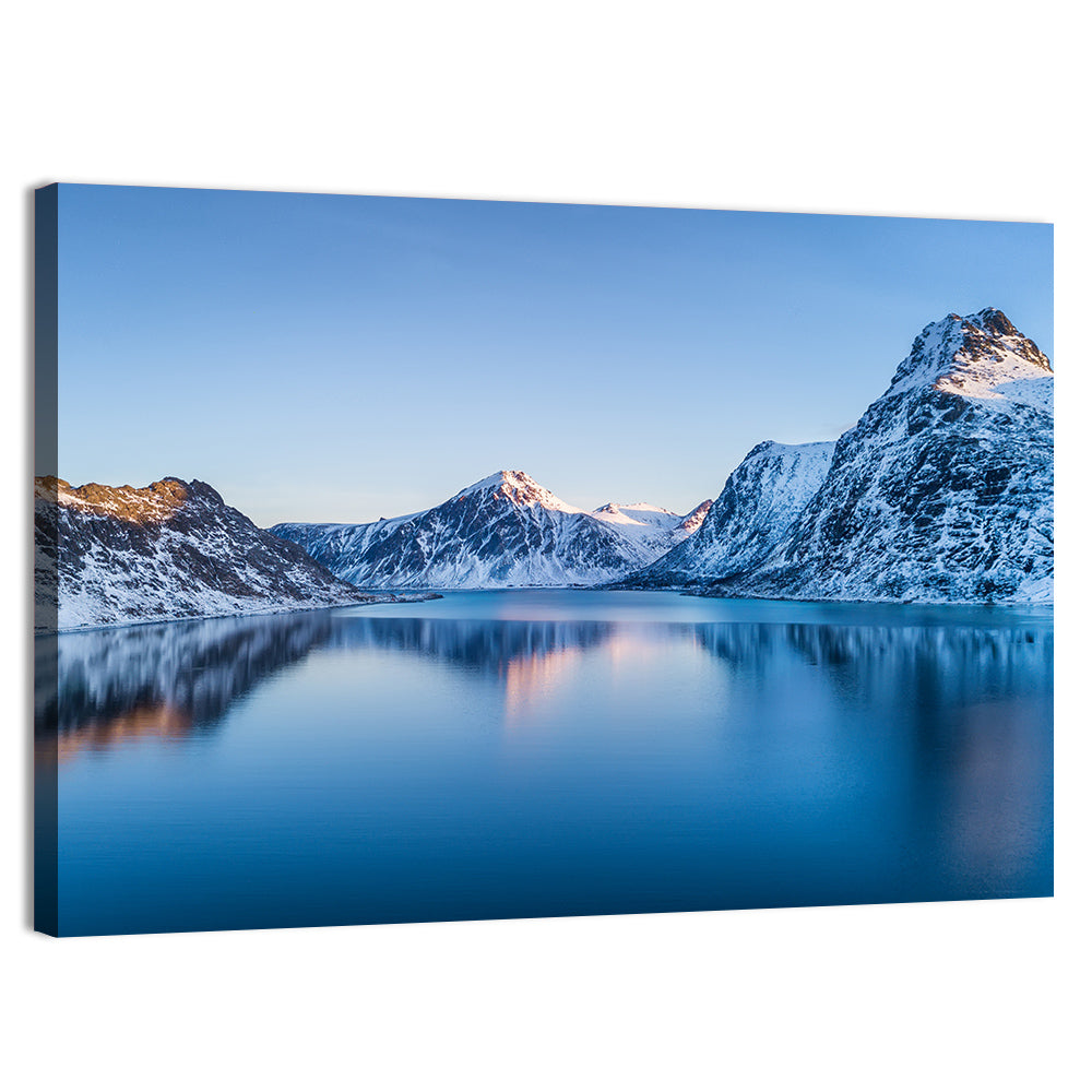 Snowy Lofoten Reflection Wall Art, canvas print, landscape
