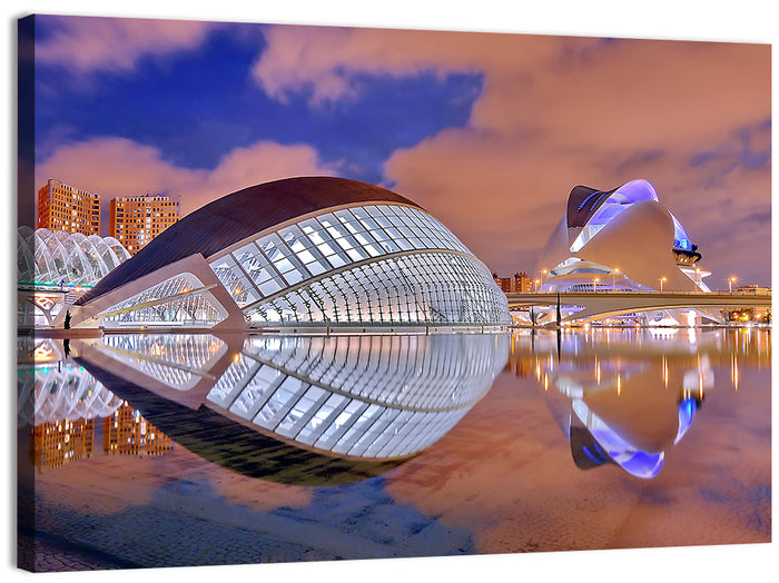 Valencia City of Arts and Sciences Twilight Wall Art as a canvas print