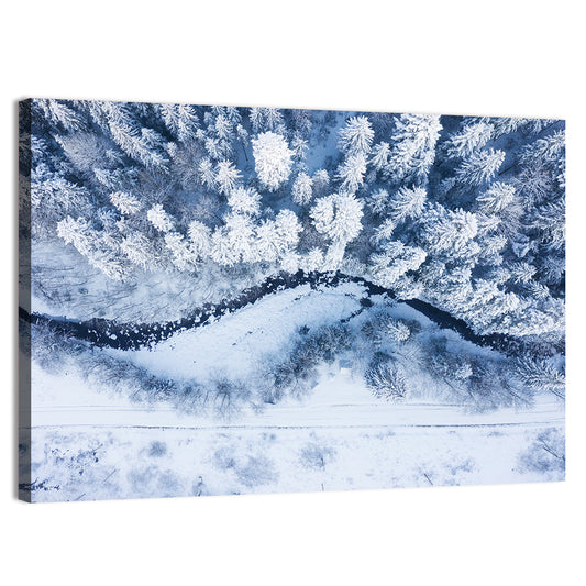 Snowy Forest Stream Wall Art