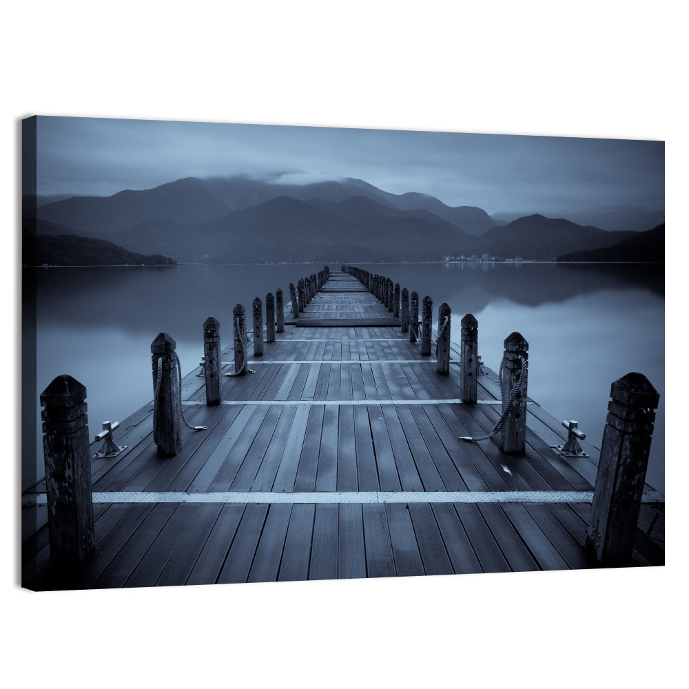 Long Lake Pier at Dusk Wall Art, canvas print, landscape