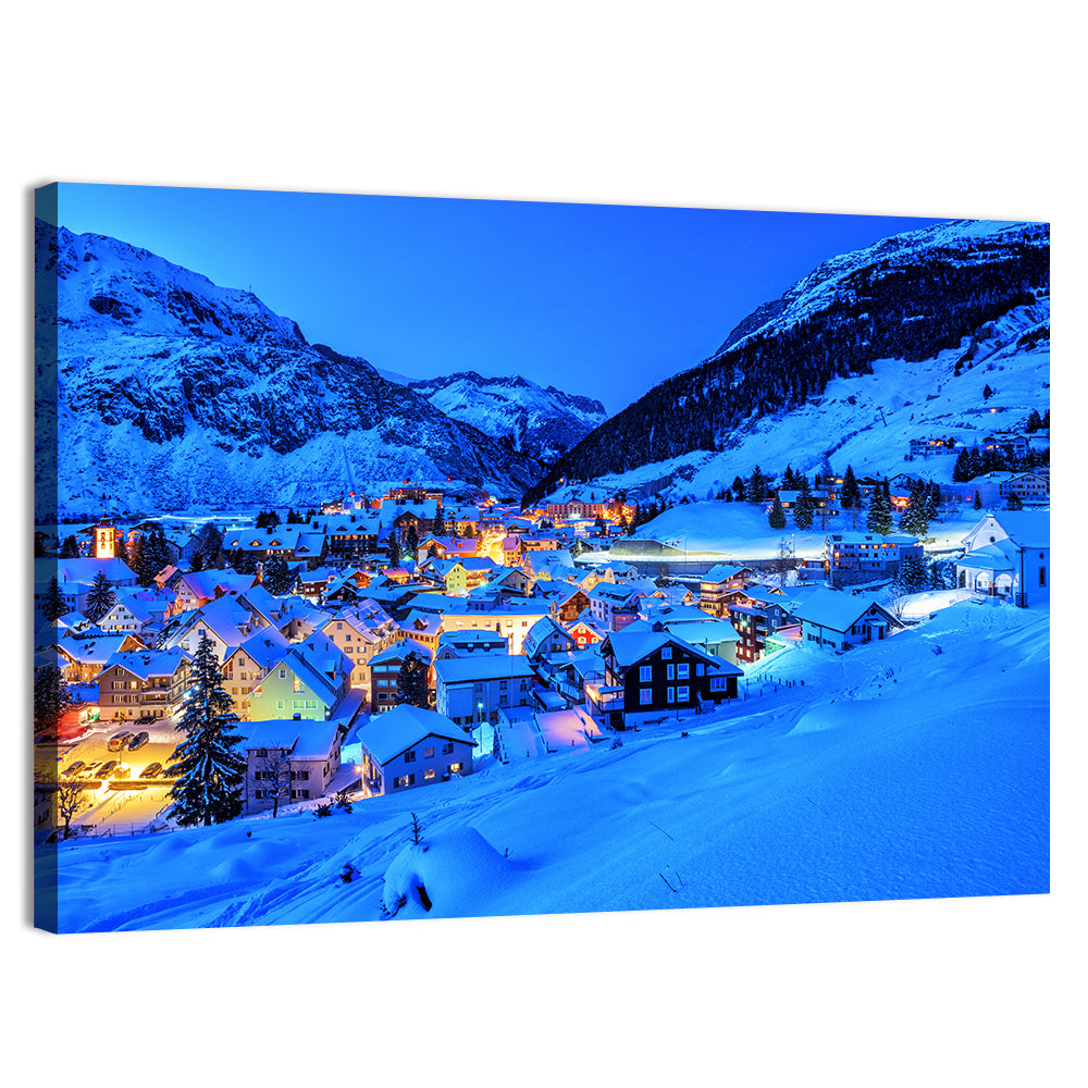 Andermatt Winter Village Wall Art, canvas print, landscape