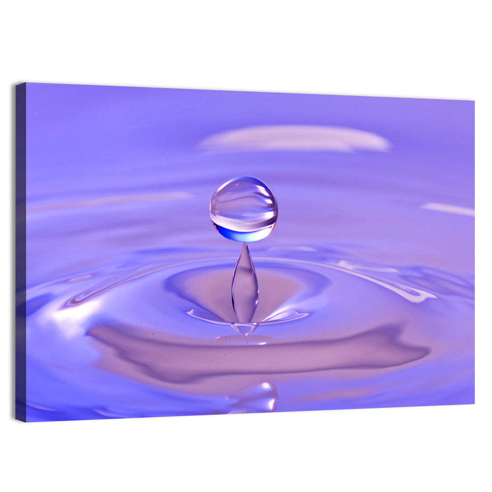 Purple Water Droplet Splash Wall Art, canvas print, landscape