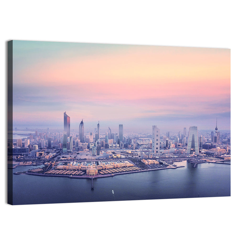 Kuwait City Twilight Skyline Wall Art, canvas print, landscape