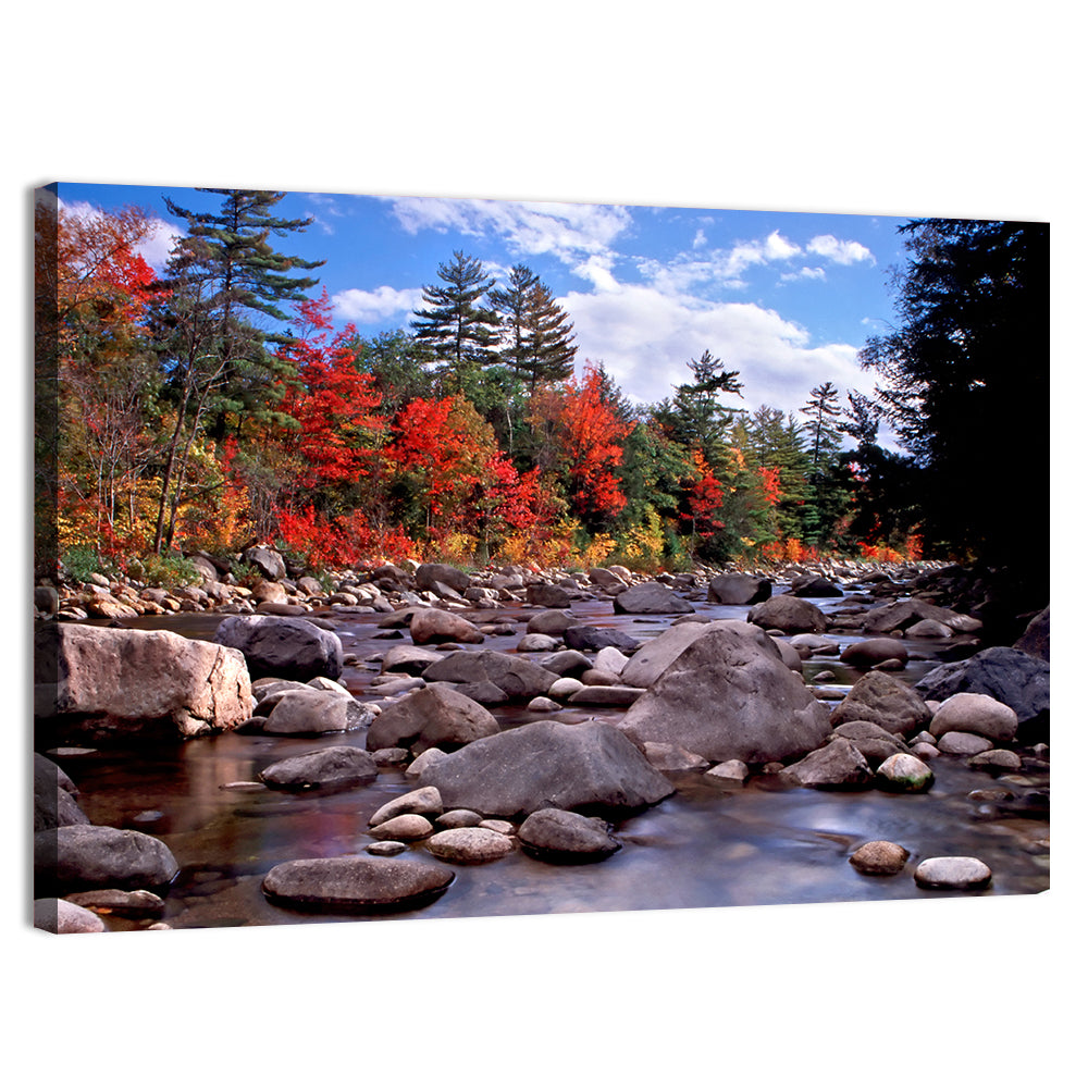 New Hampshire Autumn Stream Wall Art, canvas print, landscape