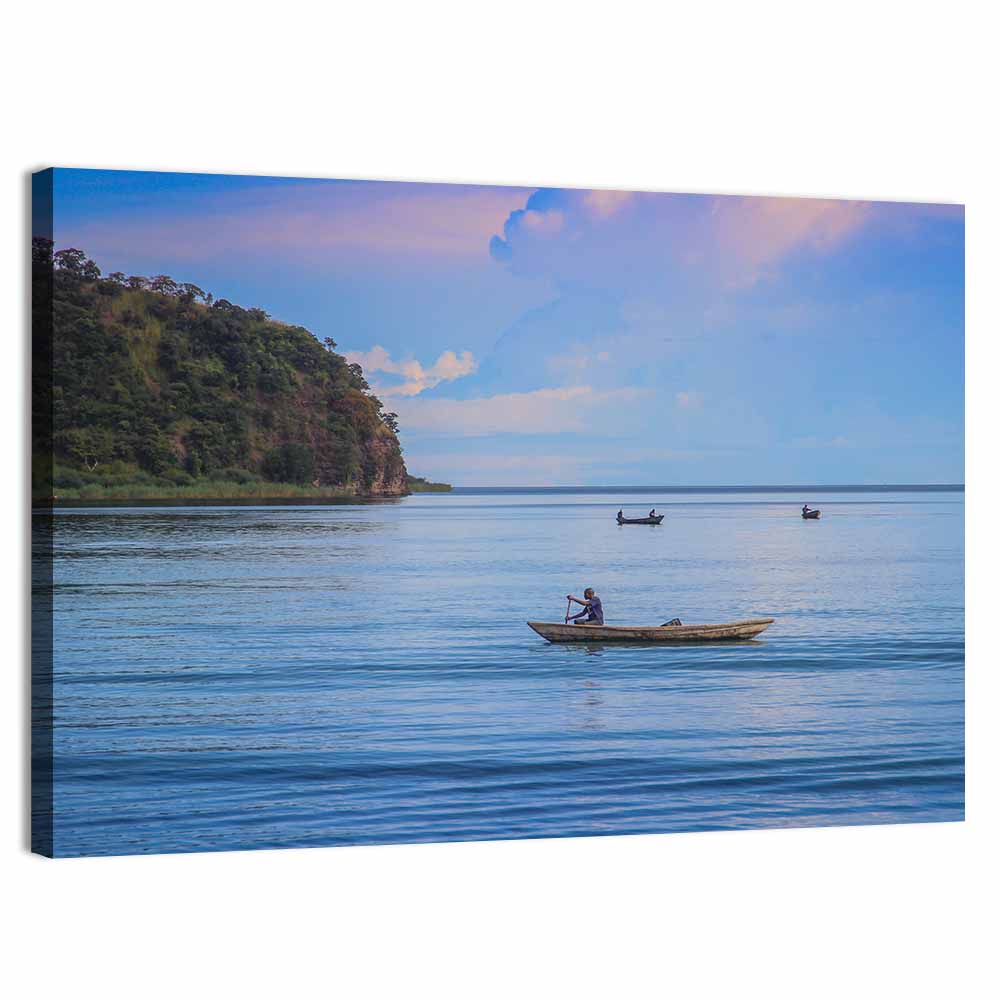 Wooden Boat on Lake Tanganyika Wall Art, canvas print, landscape