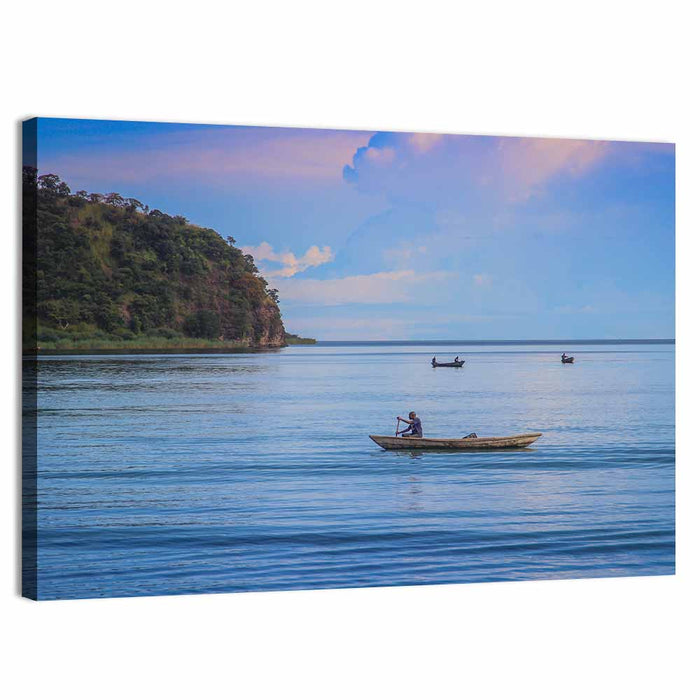 Wooden Boat on Lake Tanganyika Wall Art as a canvas print