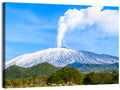 Snow-capped Mount Etna with Volcanic Plume Wall Art