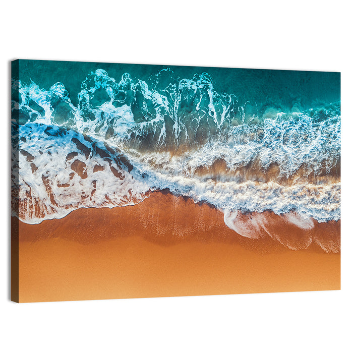 Aerial Beach Waves Wall Art as a canvas print