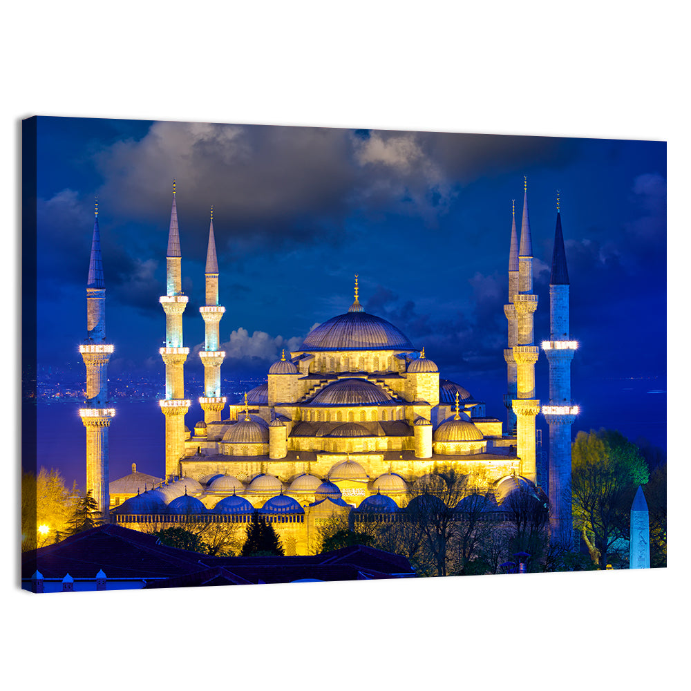 Sultanahmet Camii at Twilight Wall Art, canvas print, landscape