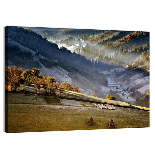 Mountains Village Landscape Wall Art