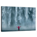 Skogafoss Waterfall with Figure in Pink Wall Art