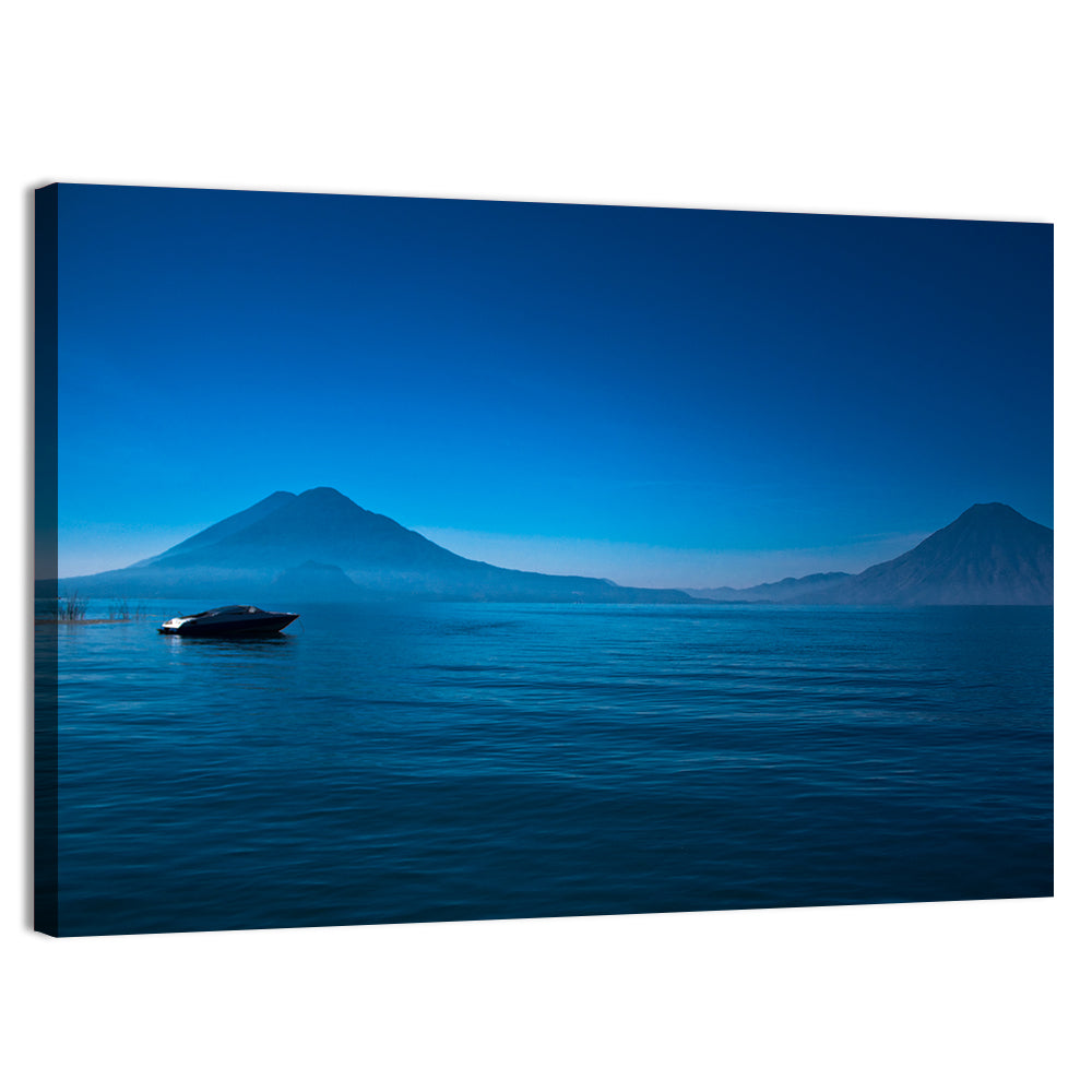 Boat on Lake Atitlán Wall Art, canvas print, landscape