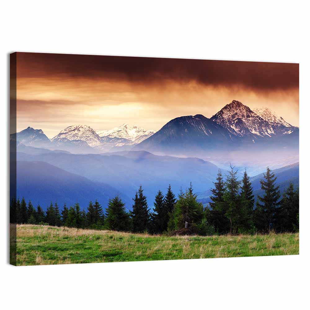 Austrian Mountain Peaks at Dusk Wall Art