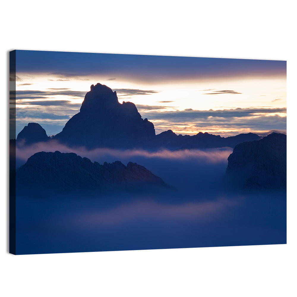 Dolomites Sunrise Silhouette Wall Art, canvas print, landscape
