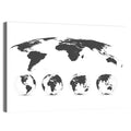 Stylized World Map and Globe Icons Wall Art