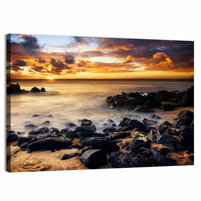Phillip Island Sunset Silhouettes Wall Art as a canvas print