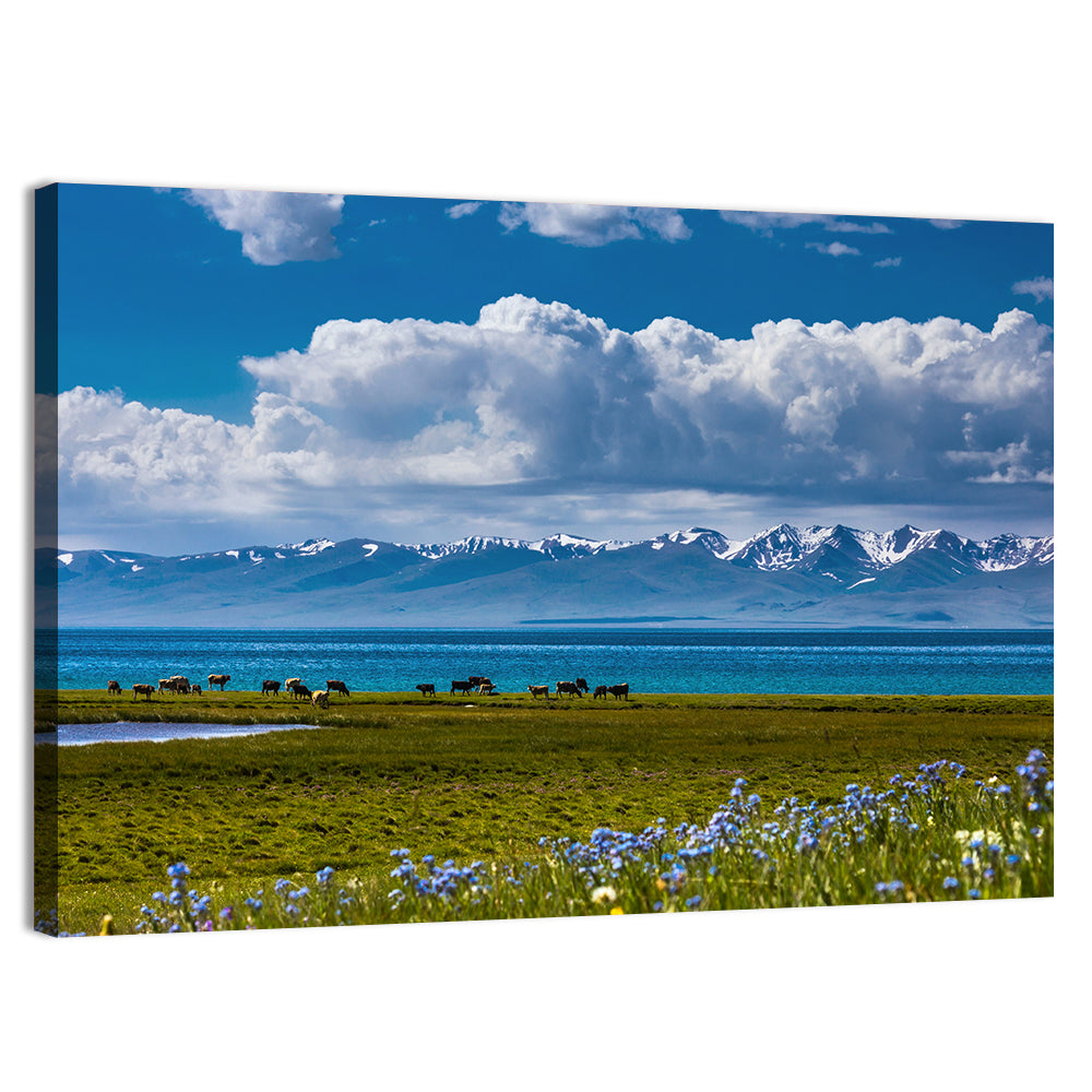 Song Kol Wildflower Shore Wall Art, canvas print, landscape