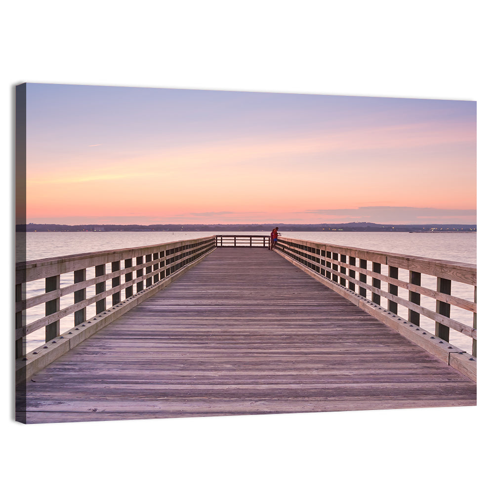 New Haven Wooden Pier Wall Art, canvas print, landscape
