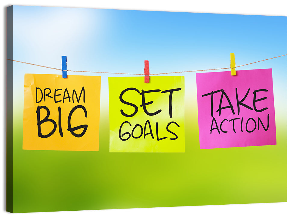 Dream Big Sticky Note Trio Wall Art, canvas print, landscape