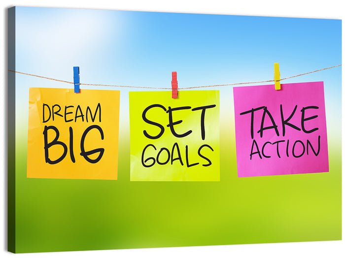 Dream Big Sticky Note Trio Wall Art as a canvas print